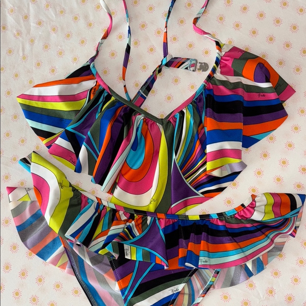 Emilio Pucci Colorful Striped Bikini Set